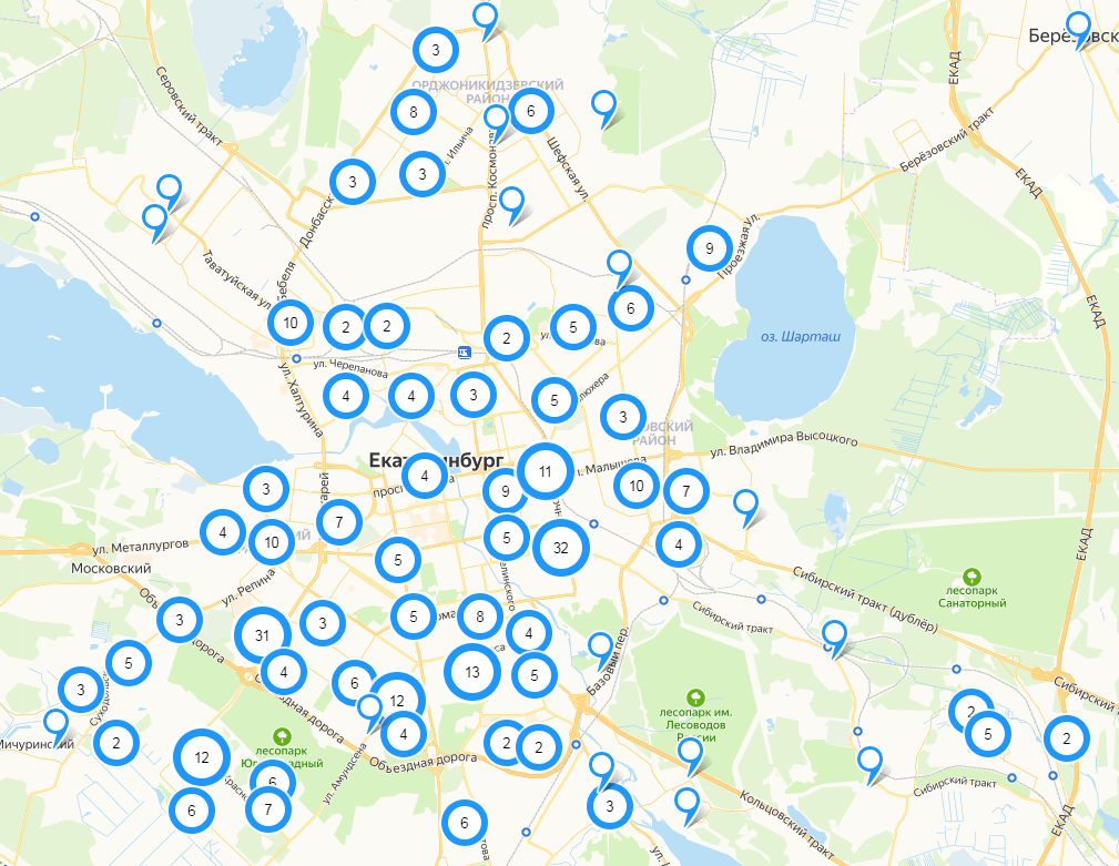 Карта распространения коронавируса в екатеринбурге на сегодня