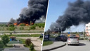 Появилось видео с места пожара у «Амбара», где горели 11 частных домов