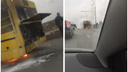 «Безуспешно пытаются потушить огнетушителями»: на Димитровском мосту вспыхнул автобус