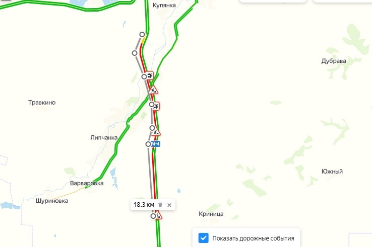 Трасса м4 дон карта с километрами