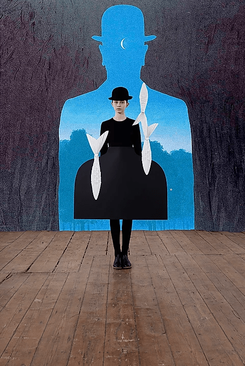 Magritte revisited. Художница переосмысливает художественный метод Магритта в форме костюма