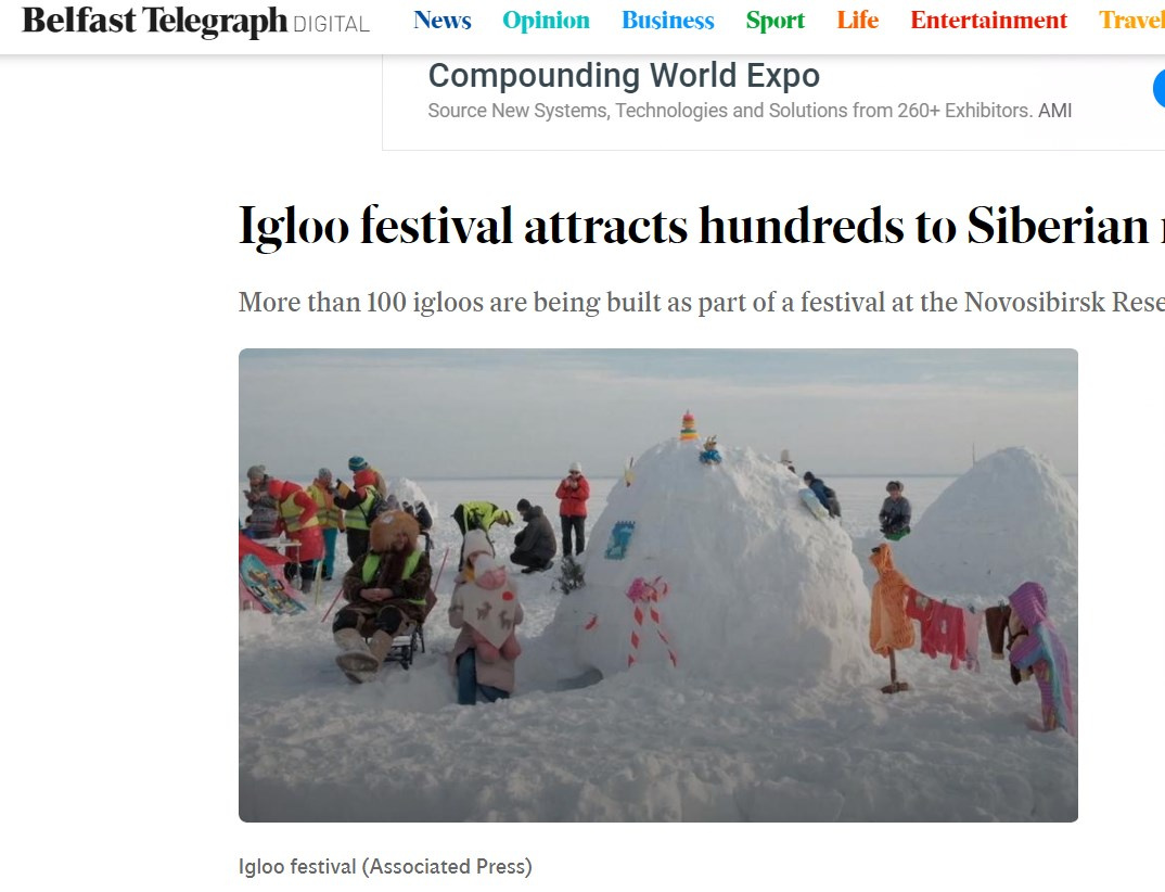 Переводим заголовок: «Фестиваль иглу привлек сотни к сибирскому водохранилищу»