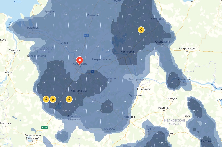 Карта грозового фронта над москвой