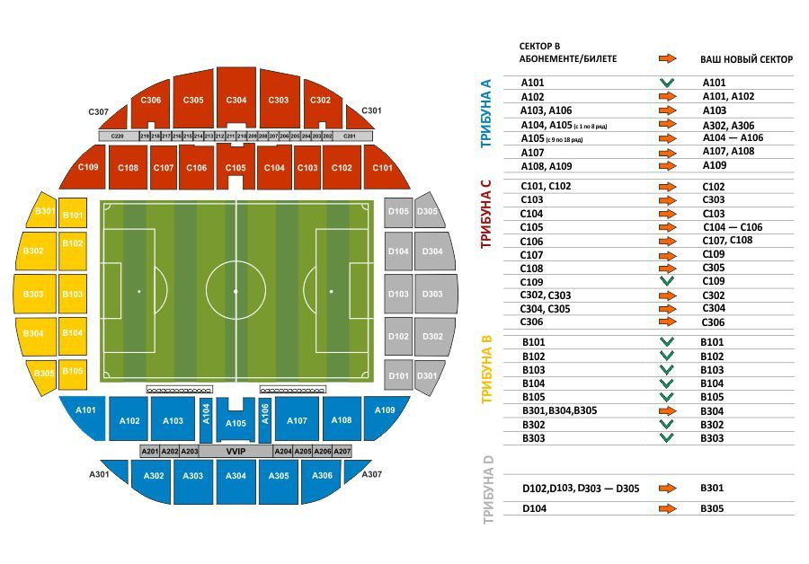 Ржд арена схема стадиона с рядами и местами