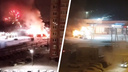 В Дивногорском ночью вспыхнул киоск с пиротехникой — фейерверк попал на видео