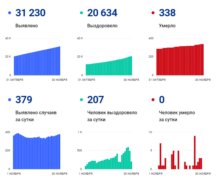 Федеральные данные о заболеваемости в регионе на 30 ноября Федеральные данные о заболеваемости в регионе на 30 ноября
