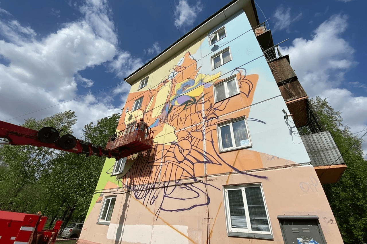 Дом с рисунком на фасаде на вавилова