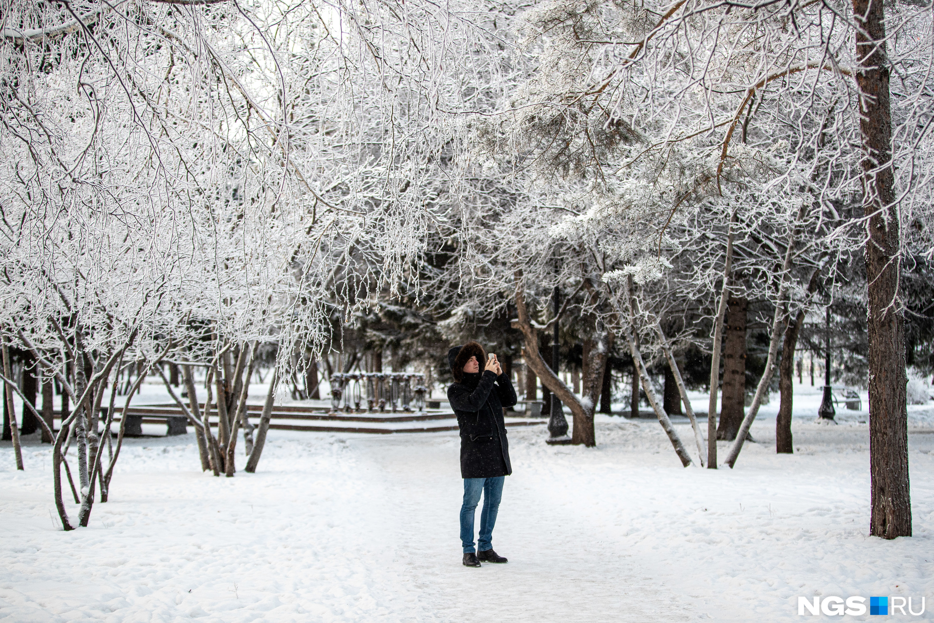 Тех же, кто не побоялся прогуляться по морозному Новосибирску, ждала вот такая красота. Почему бы не запечатлеть это на память?