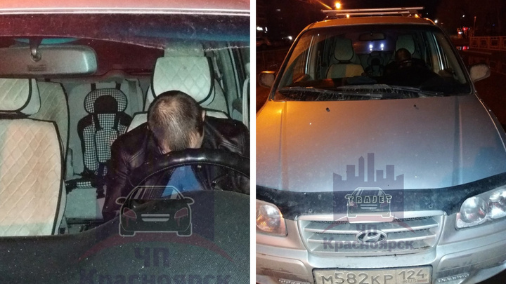 Пьяный водитель заснул за рулем посреди дороги на правобережье