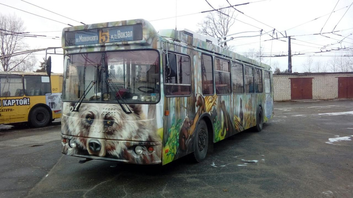 Художник нарисовал «Утро в сосновом лесу» на дзержинском троллейбусе