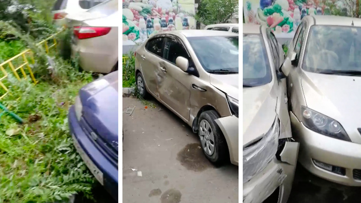 Пьяная женщина протаранила во дворе три машины, пока парковалась