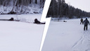 20 минут в ледяной воде: в Бердске рыбак провалился под лед — видео, как его спасали