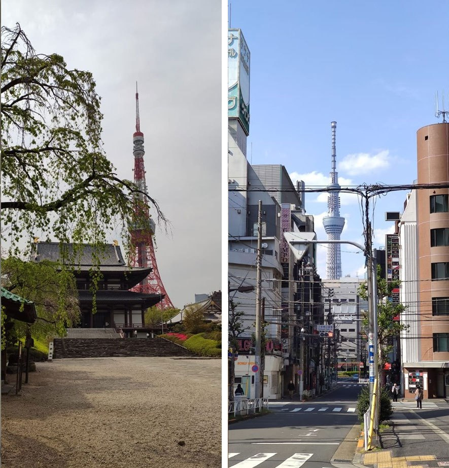 Туристические места (обычно многолюдные) в Токио сейчас выглядят примерно так