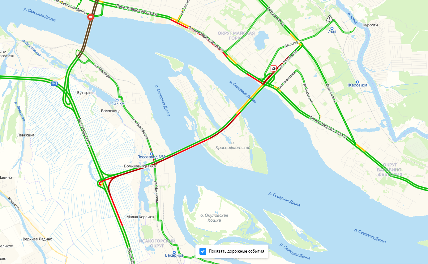 Пробки в архангельске сейчас карта