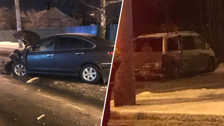 В центре Нижнего Новгорода произошло лобовое ДТП. За рулём одной из машин был полицейский