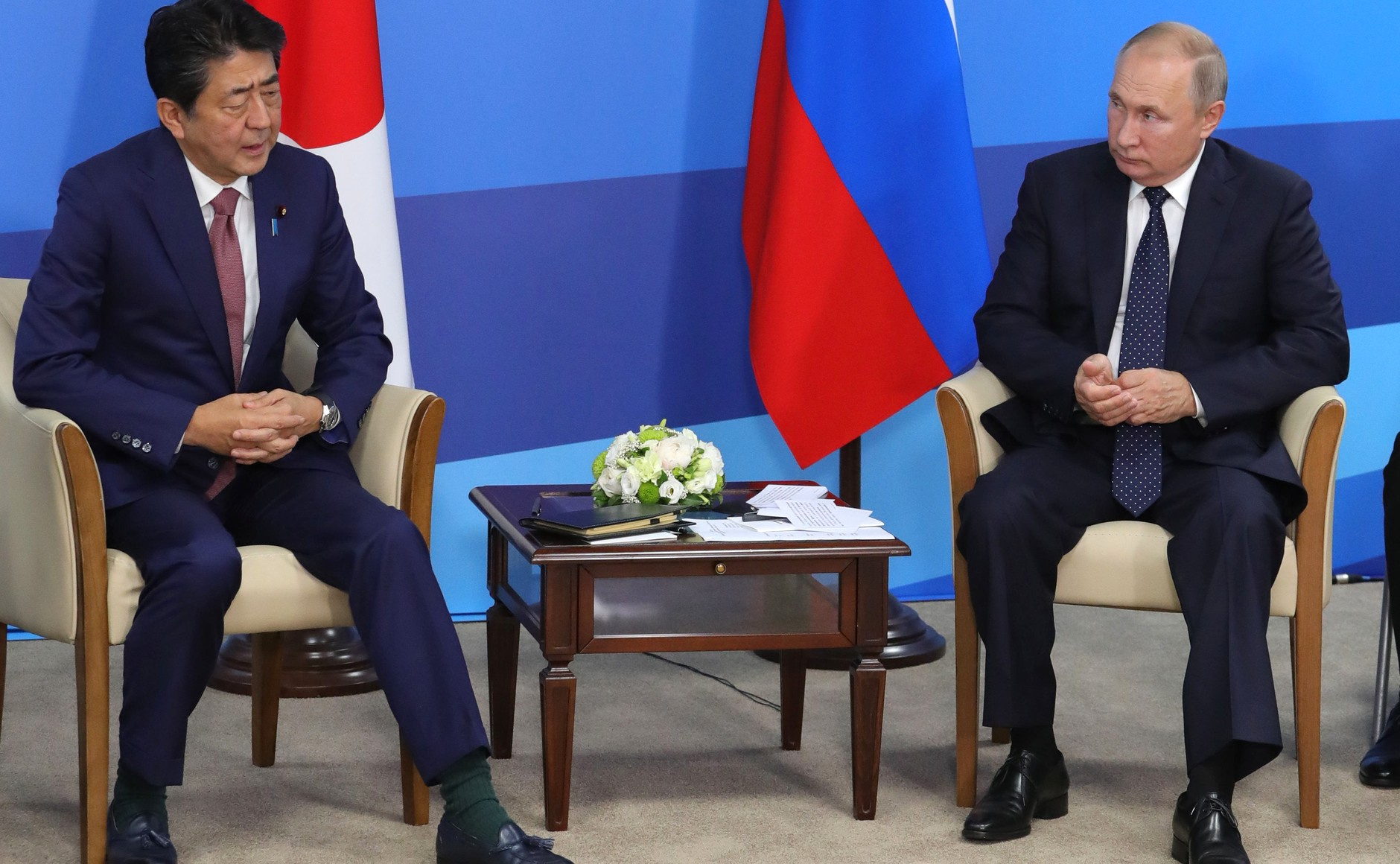 Встреча Владимира Путина с премьер-министром Японии Синдзо Абэ 5 сентября 2019 года на острове Русский