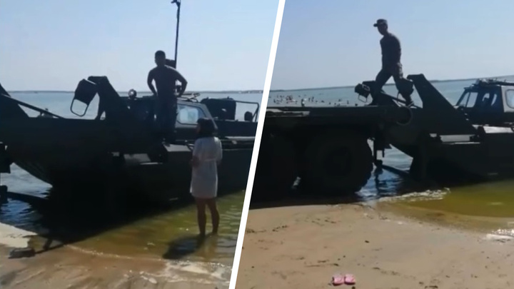 Военная техника на «диком» пляже Тюмени всполошила отдыхающих. Что случилось?
