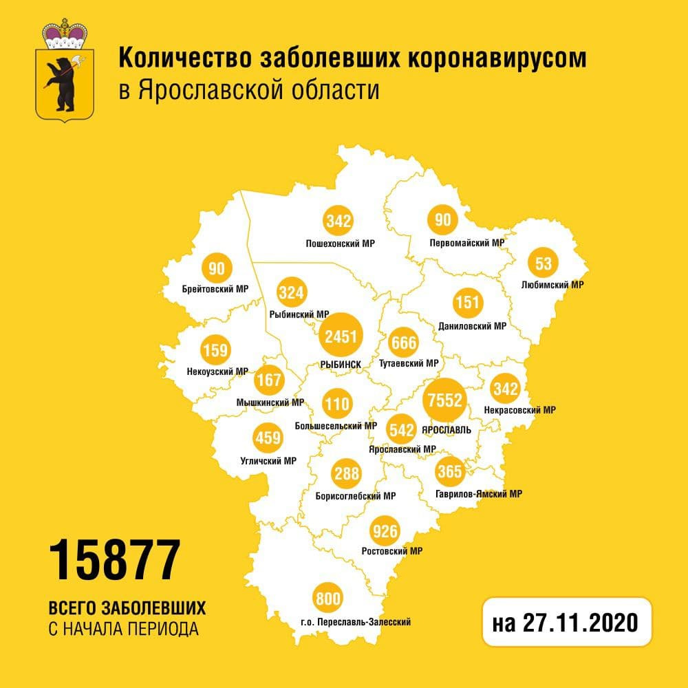 Карта распространения коронавируса в Ярославской области