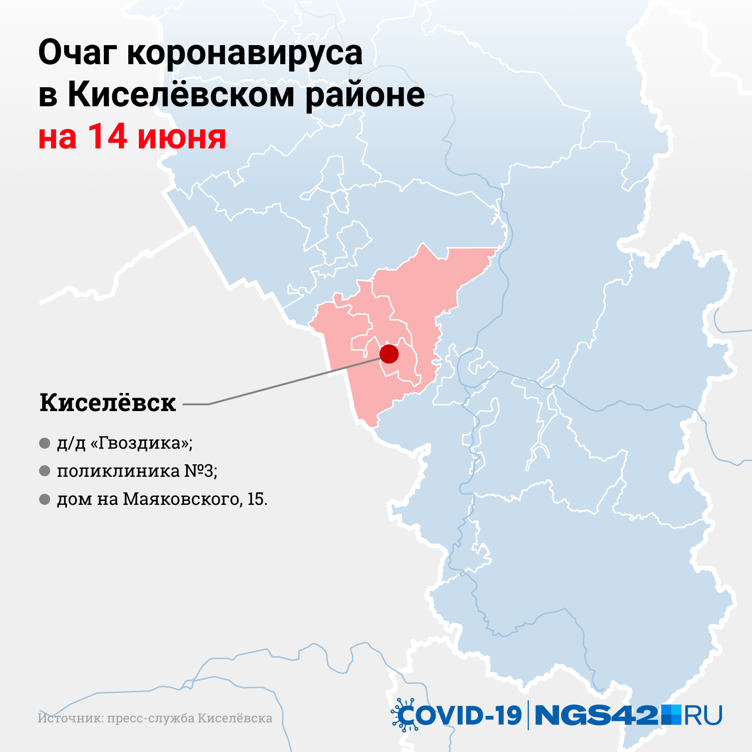Всего в Киселёвске подтвердилось 13 случаев коронавируса