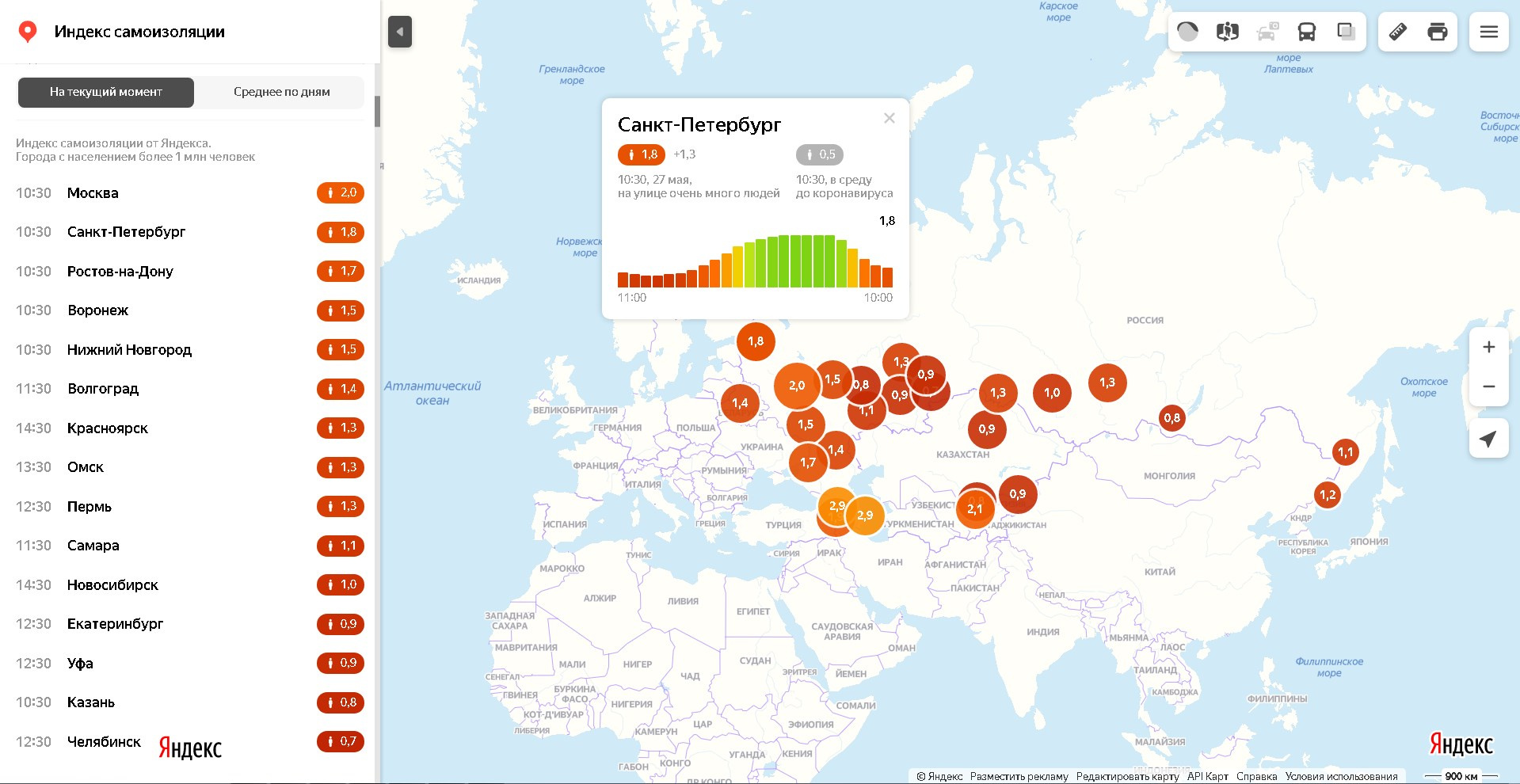 Антирекорды продолжают ронять индекс самоизоляции в Петербурге. За неделю — почти на полбалла