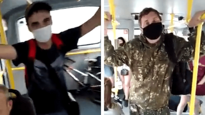 Двое парней самовольно заблокировали пассажира в автобусе № 90 за то, что он был без маски