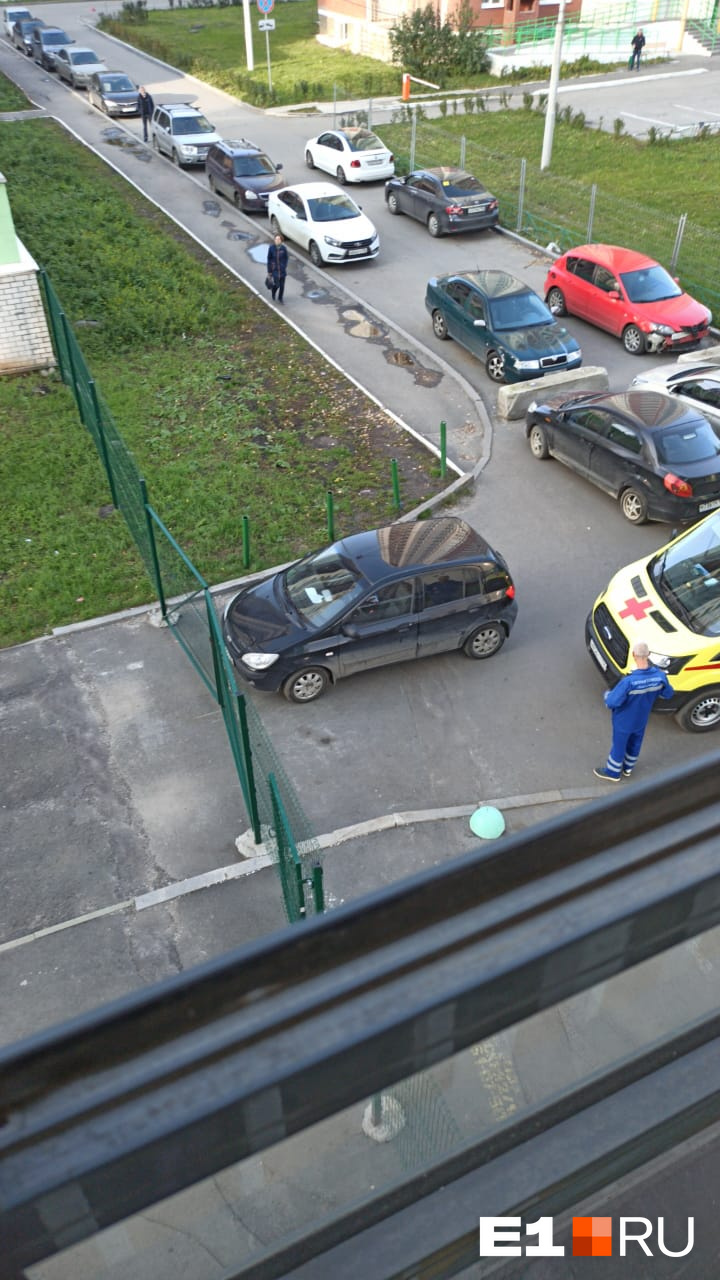 Во дворе дома, где произошла трагедия, работают следователи Во дворе дома, где произошла трагедия, работают следователи