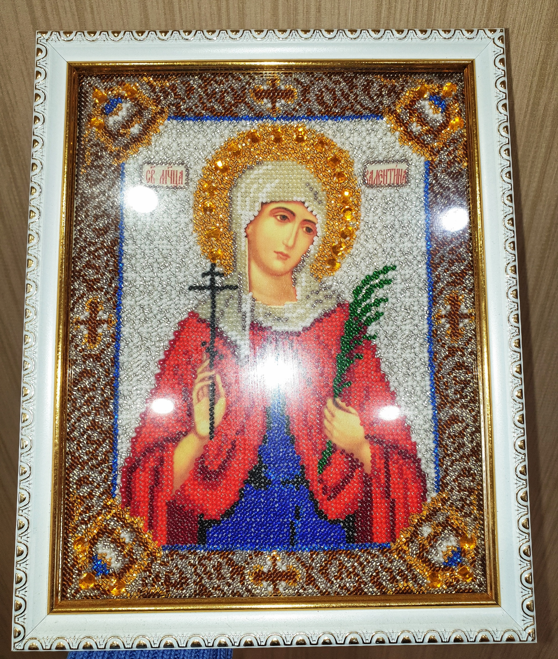 Икону Святой Валентины пермячка вышила в подарок свекрови Валентине Леонидовне