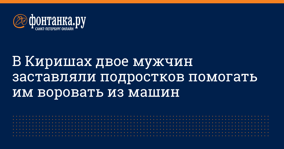 В Киришах двое мужчин заставляли подростков помогать им воровать из ...