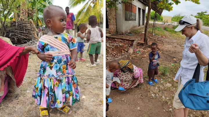 Жительница Красноярска привезла в Занзибар обувь и подарила ее детям Танзании