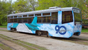 В Новосибирске на линию вышел трамвай с нарисованным <nobr class="_">истребителем —</nobr> рассматриваем фото