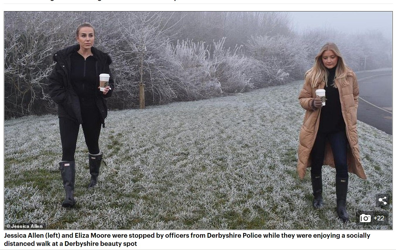 Публикация в газете Daily Mail о девушках, которых оштрафовали на 400 фунтов за прогулку в безлюдном парке