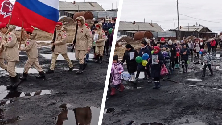 «Парад не в Москве»: видео шествия школьников ко Дню Победы на севере края превращается в федеральный мем