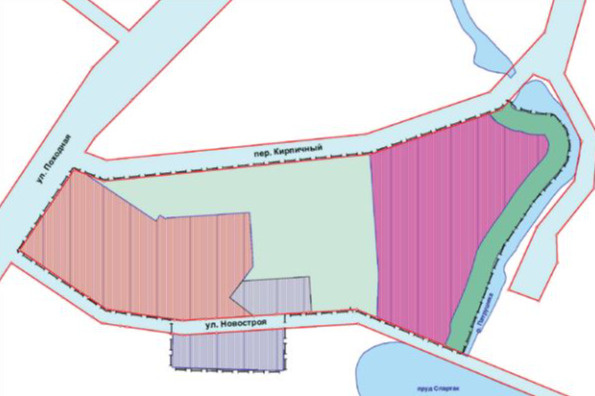 Жилые дома будут ближе к улице Походной, в центре планируется благоустроенная зона, а ближе к реке — участок объектов общего образования