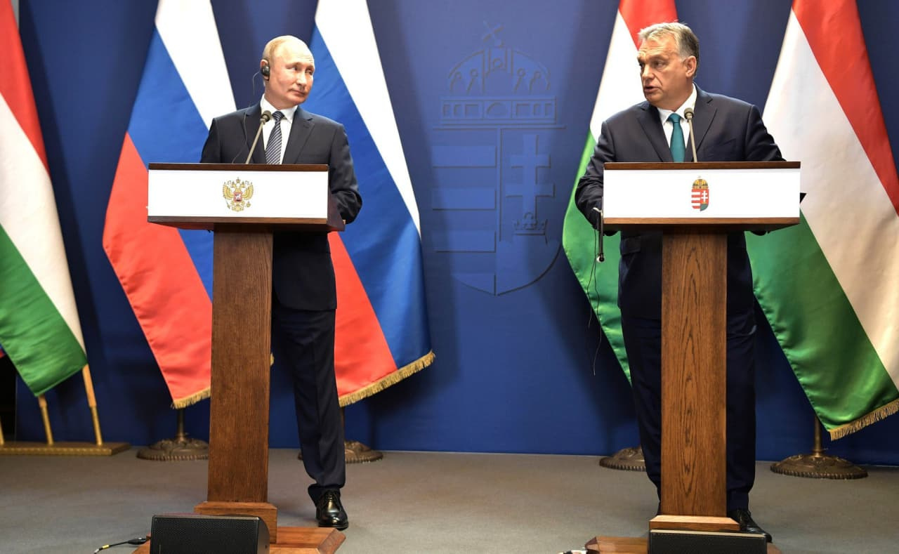 Владимир Путин и Виктор Орбан в Будапеште в 2019 году.