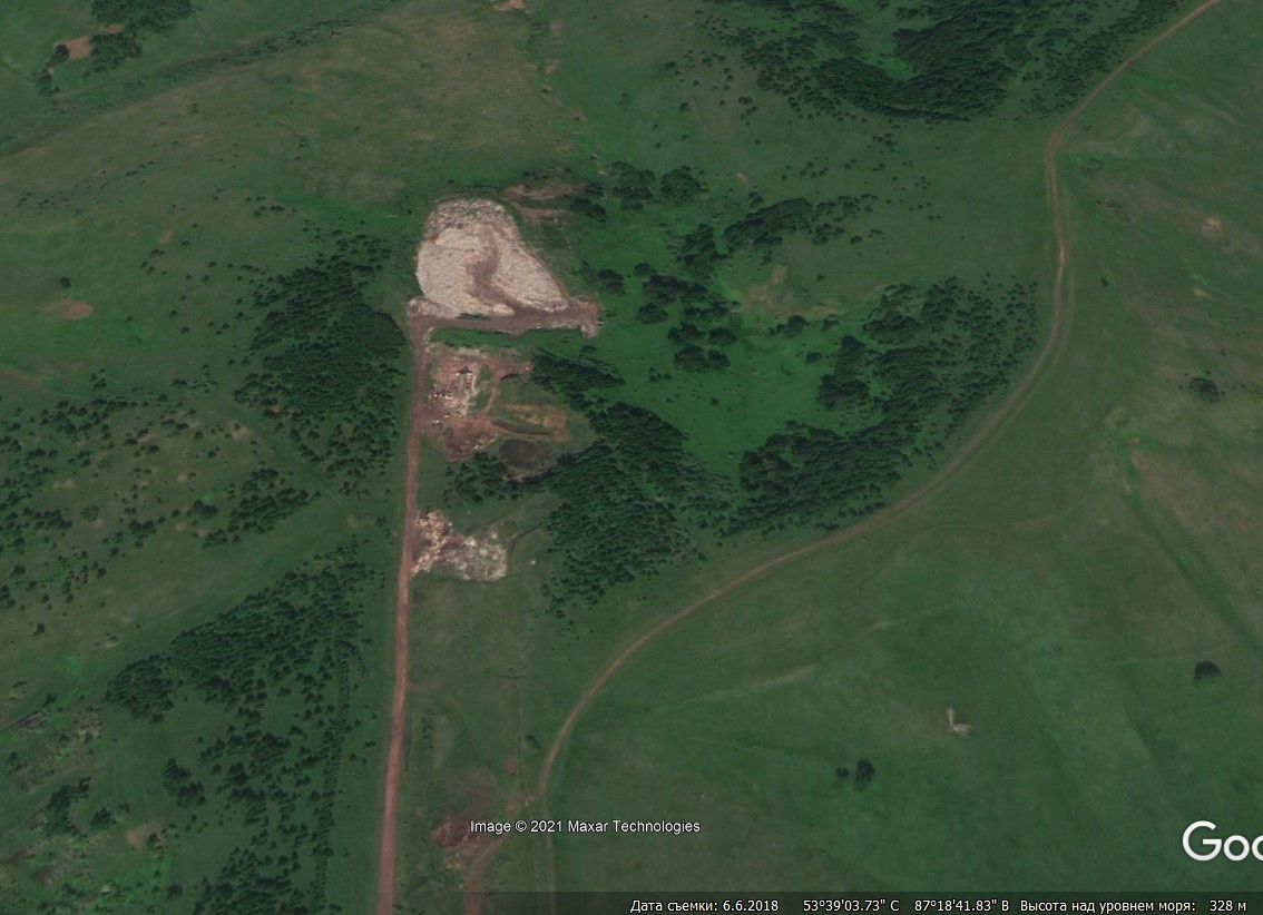 Фото полигона со спутников Google Earth Pro <nobr>в 2018 году</nobr>