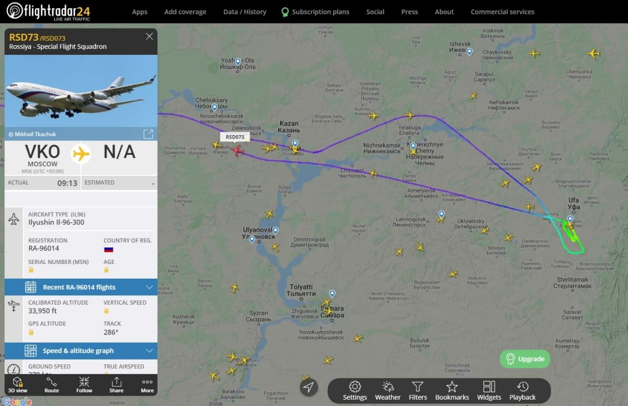 Самолет сегодня долетел из Внуково в Уфу, а после короткой стоянки снова поднялся в воздух
