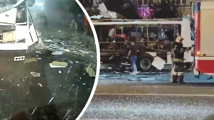 Момент взрыва автобуса в Воронеже попал на видео, число пострадавших выросло до 18