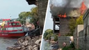 В Мочище загорелись дачные <nobr class="_">домики —</nobr> спасателям пришлось отправить на место пожарный катер