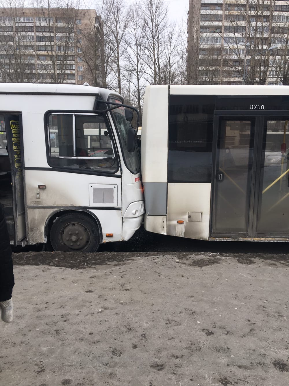 Шесть человек пострадали в ДТП с маршруткой и автобусом в Петербурге 11  марта 2021 г. - 11 марта 2021 - ФОНТАНКА.ру