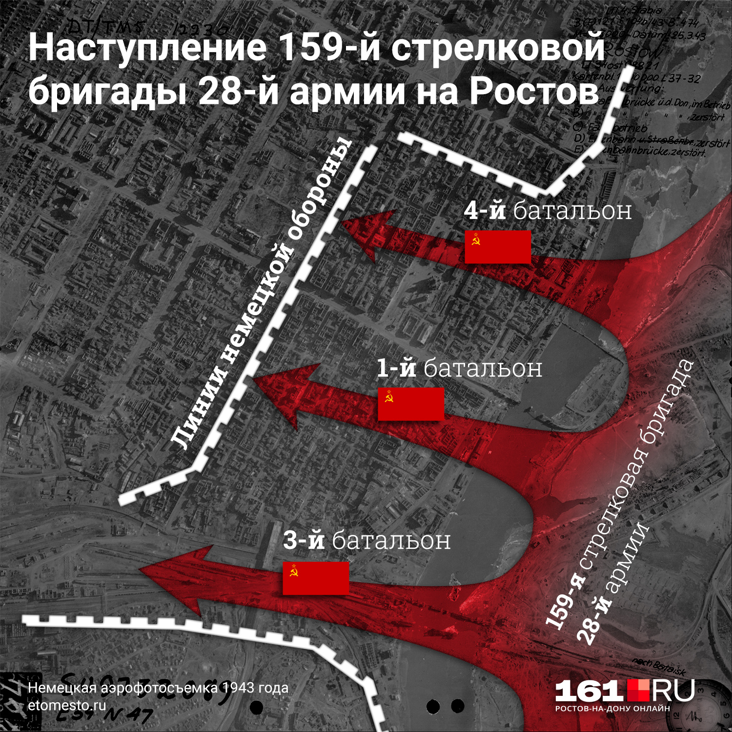 Так выглядел примерный план наступления в город 159-й стрелковой бригады