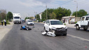 Волгоградка на Toyota RAV4 снесла мотоциклиста. 36-летнего мужчину увезли в больницу