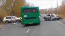 В Челябинске на дороге в аэропорт произошло лобовое ДТП
