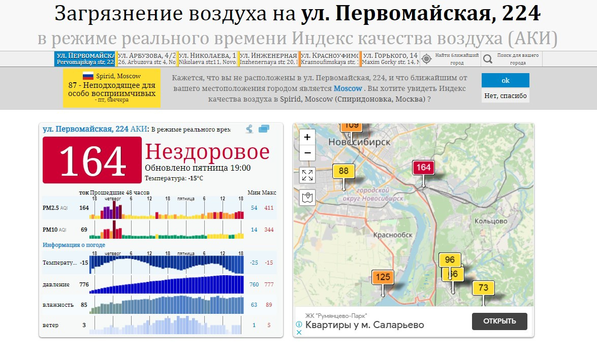 Качество воздуха новосибирск онлайн карта