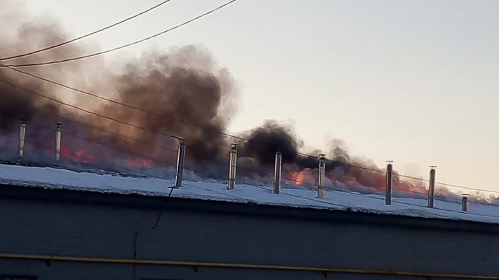 В Свердловской области несколько часов горело здание хлебозавода