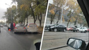 На площади Сибиряков-Гвардейцев из-за тройного ДТП автомобилисты попали в затор