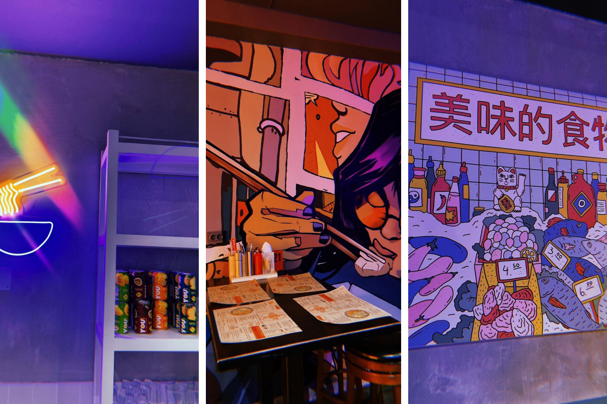 Плакаты и рисунки на стенах — важная составляющая заведений азиатской кухни