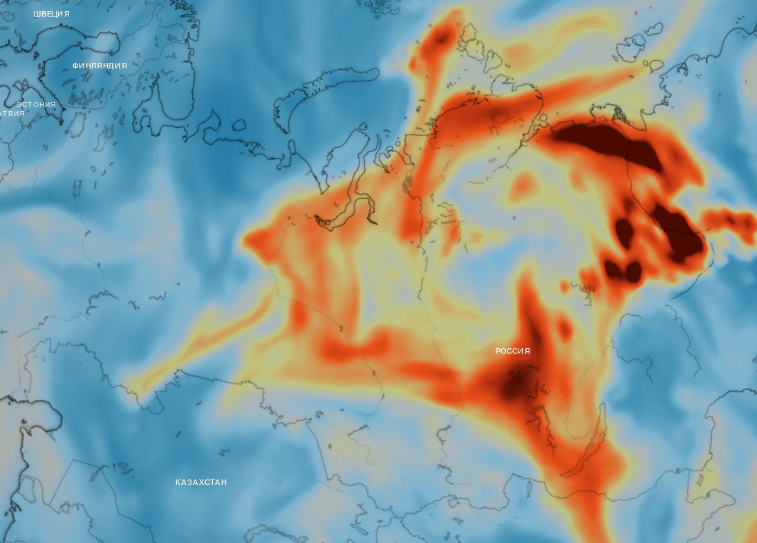 Карта дыма от пожаров