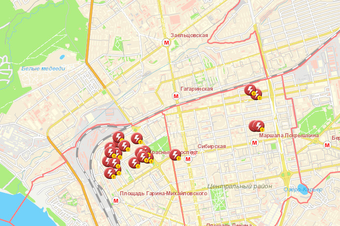 Карта отключения электричества в Новосибирске.