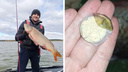 Сибиряк поймал на Обском водохранилище сазана весом 12,5 килограмма — его чешуя больше <nobr class="_">5-рублевой</nobr> монеты