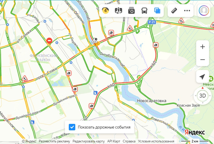 Пробки спб на каде сейчас карта